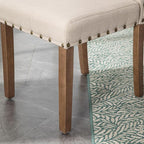 Upholstered Dining Chair Modern Stylish Parsons Kitchen Diner High Back with Bronze Nailhead Trim & Wood Legs, Set of 4, Beige