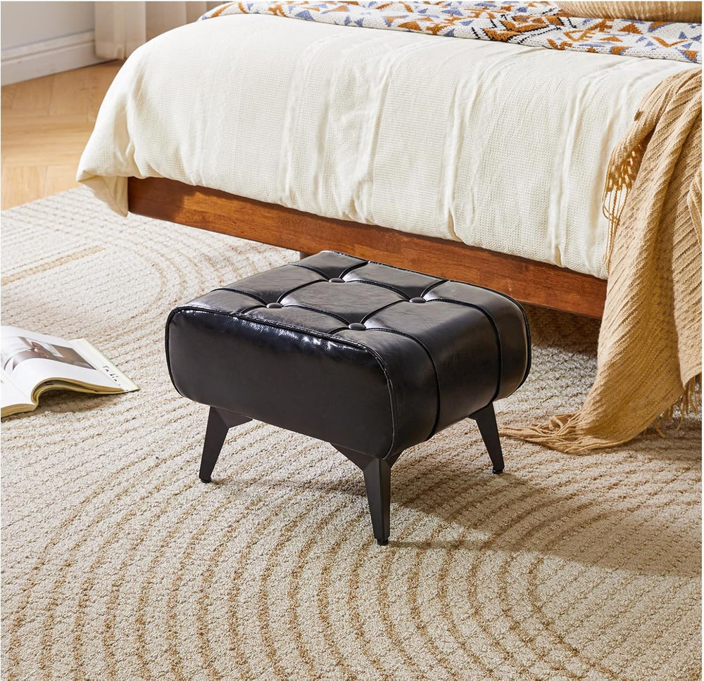 YMYNY Ottoman, Foot Stool with Metal Legs, Faux Leather Stool, Pouf Couch Sto...