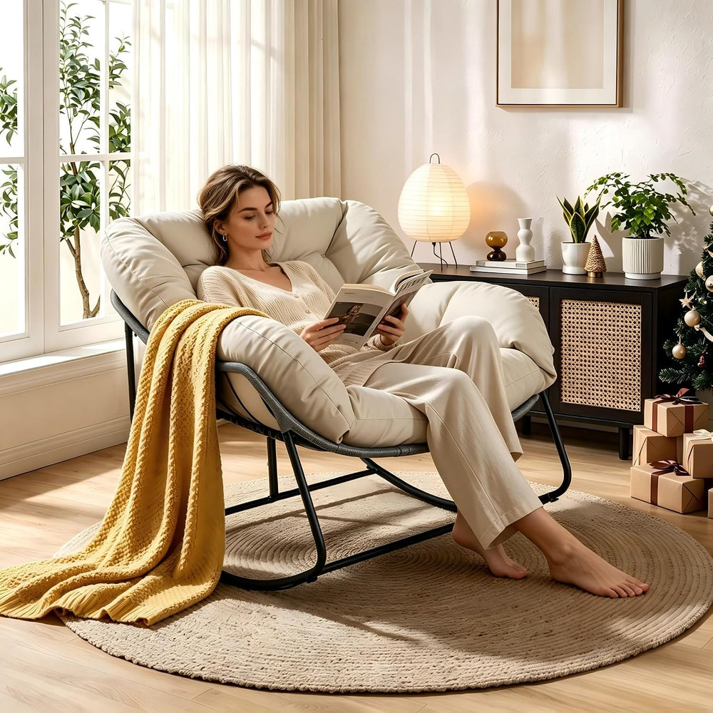 Bifanuo Oversized Egg Rocking Chair for Indoor Outdoor – All-Weather Wicker R...