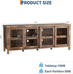 GAOMON TV Stand for 65" with Entertainment Center, Storage Cabinet, 4 Sliding Glass Doors, Mid Century Modern Media TV Console Table for Living Room Bedroom, Retro Brown