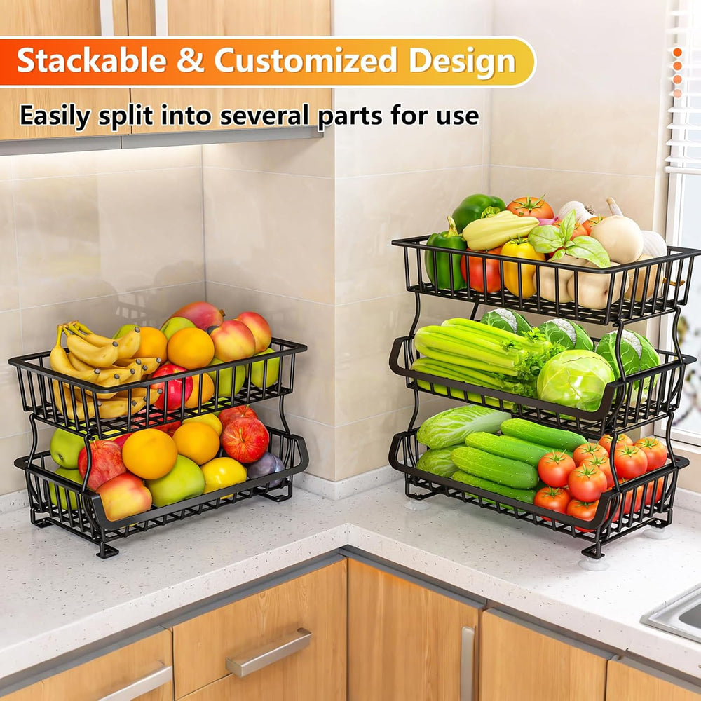 Gsiekare 3-Tier Rolling Pantry Organizer and Storage Cart with Wheels – Stack...