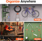 Weed Eater Hanger, Garage Organizer Trimmer Rack, Matel Wall Hooks Weed Wacker Holder, Heavy Duty Garden Tool Organizer for Grass Trimmer, Hedge Trimmer, Garage Tools Storage, Orange 1-Pack