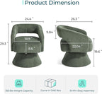 LINSY Swivel Barrel Chair, 360 Modern Swivel Accent Chair Boucle Swivel Chair Round, Green Corduroy Chairs with Arms, Small Barrel Chair for Small Spaces Bedroom Living Room