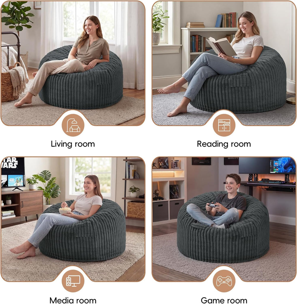Bean Bag Chair Giant Beanbag with Filling Memory Foam Living Room Adult 3FT |...