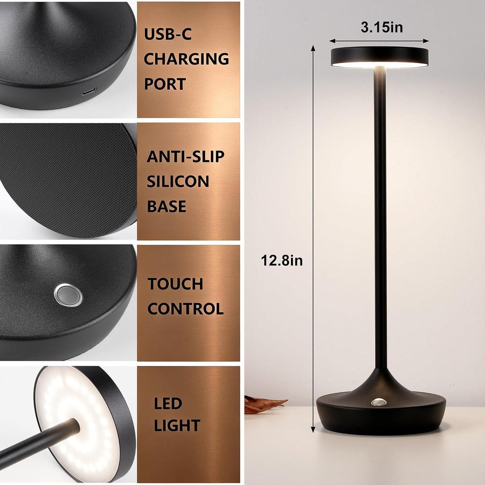2 Pack Rechargeable Cordless Table Lamps 6000mAh LED Battery Table Light