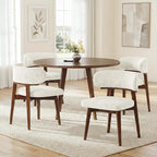 Dining Chairs Set of 4, Modern Upholstered Dining Chairs, Wooden Kitchen Chairs for Dining Room with Ergonomic Curved Backrest