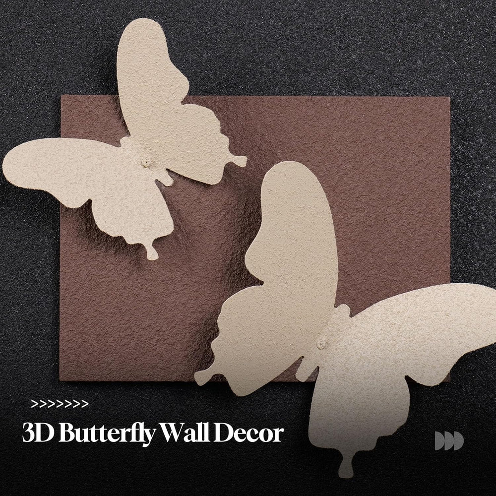 Large 3D Textured Neutral Butterfly Wall Art for Living Room, Set of 4