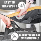 Laundry Hamper with Lid, 145L Extra Large Hamper 3 Section Dirty Clothes Hampers for Divided Basket Organizer for Bedroom, Laundry Room, Grey