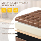 36" Large Square Ottoman with Storage, Tufted Upholstered Storage Ottoman with Lift Top & Solid Legs for Bedroom Room, Extra Large Coffee Tables Bench for Living Room as Footstool (Brown)