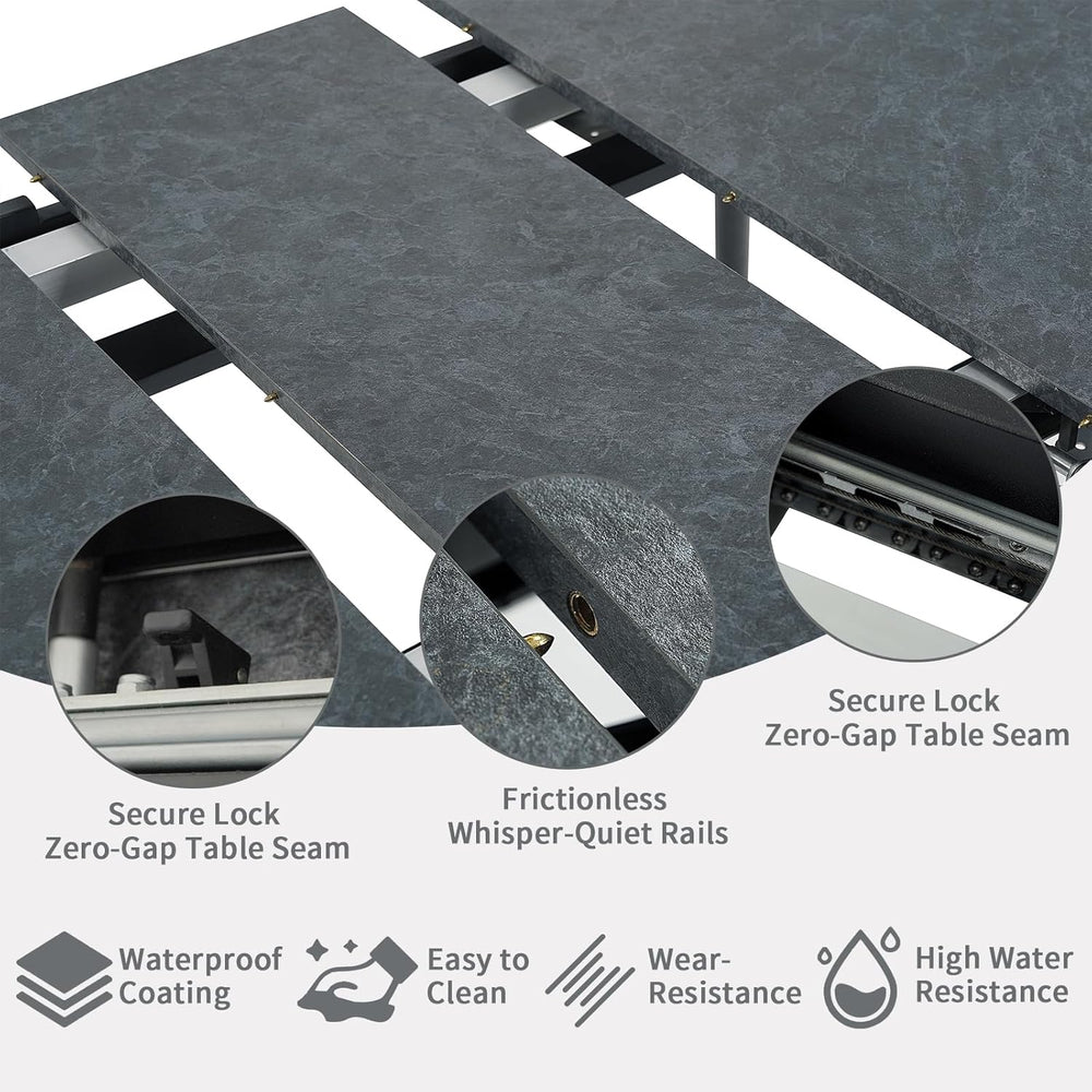 Extendable Dining Table 47-59 Inch - Space-Saving Slide-Out Design, Black Lav...