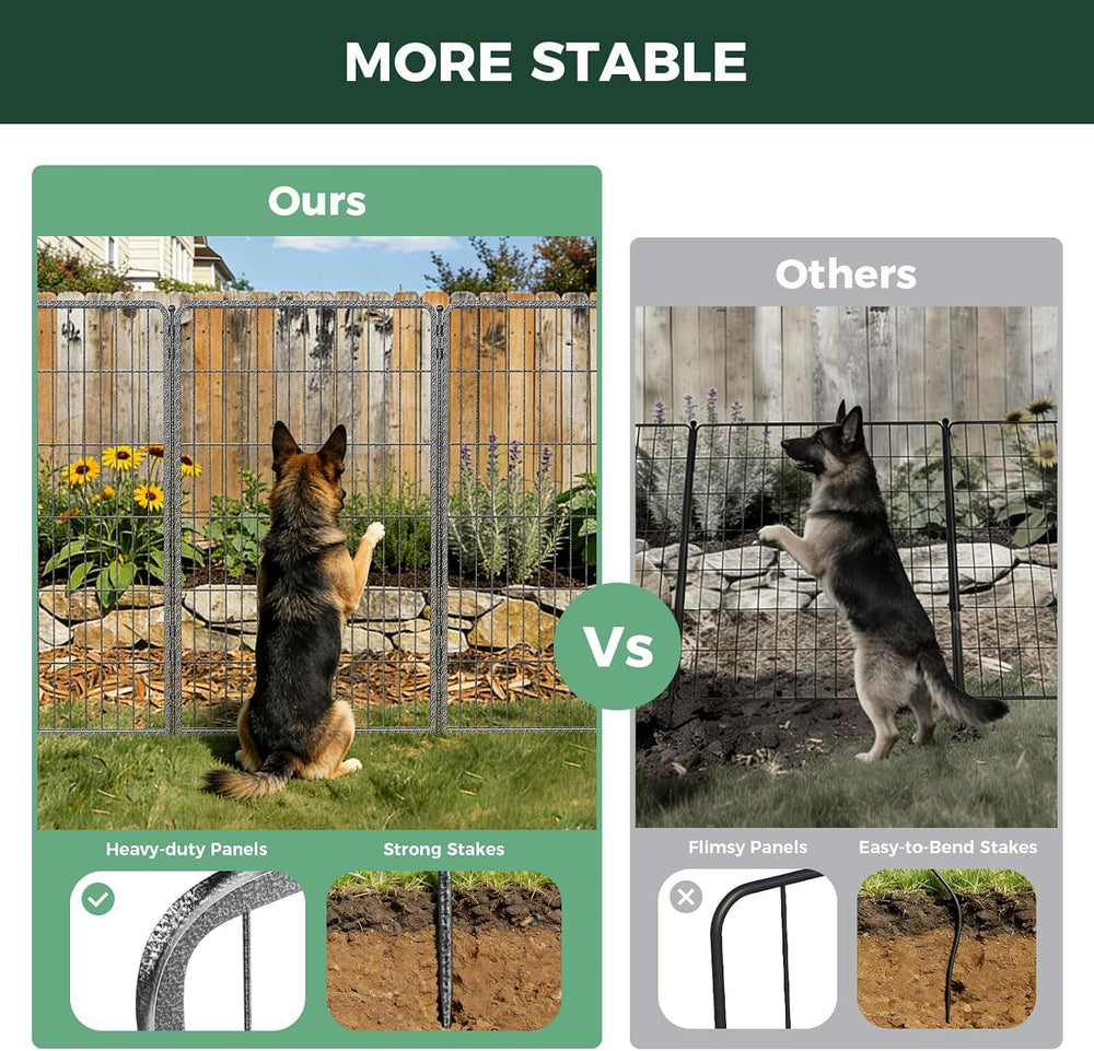 FXW No Dig Garden Fence, Outdoor for Yard, 45in(H) x 36.4ft(L), 16 Panels