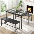 DUMOS Dining Table Set, Dining Table for 4 with Bench, Kitchen Table, Space-Saving Ideal 4-Person Set for Dining Room Kitchen Apartment Corner Black 3 Pack