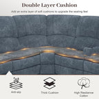 Manual Reclining Sectional Sofa Set, 5 Seats Soft Fabric Recliner Corner Sectional Couch, Family-Sized L-Shaped Recliner Couch with USB Charging, Thickened Padding, Sturdy Frame, Blue
