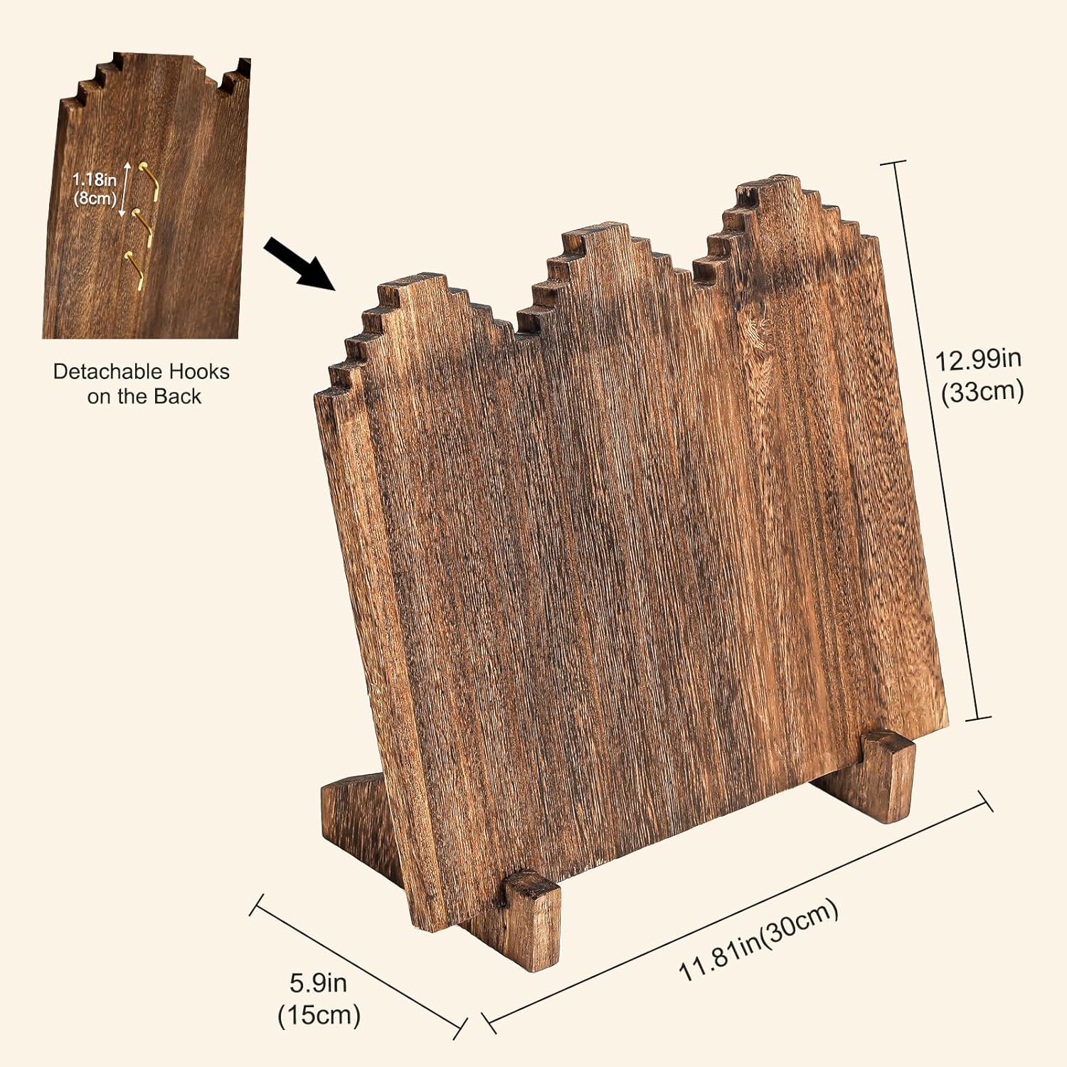 Lolalet Wooden Necklace Display Stands for Selling, Freestanding Multiple Necklaces Stands and Displays for Vendors, Jewelry Displays Holders for Craft Show -1 Pack, Oak