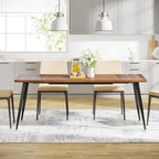 LITTLE TREE 70.9 Inch Large Rectangular Dining Table Kitchen Furniture,Brown+Black