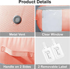 Comforter Storage Bag - Large Capacity Blanket Storage Bags 3-Layer Ultra Space Saving Self Compression Organizer, Washable Compression Bags for Storage Comforter Blanket, 2-Pack, Pink