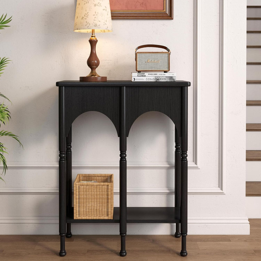 Console Table with Storage Shelf Set of 2, Retro Modern 2-Tier Entryway Table...