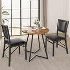 VECELO Folding Chairs Set of 4 with Cushion, Foldable Padded Seats with Heavy Duty Metal Frame for Kitchen/Dining/Living Room, No Assembly & Space Saving Design, Black