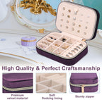 Dajasan Mini Travel Jewelry Case, Small Portable Travel Jewelry Organizer Box, Velvet Jewelry Gift Box for Women Girls (Modena)