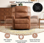 HAOMARKETS Swivel Rocker Recliner Chair Set of 2, Manual Faux Leather Glider Rocking Recliners for Adults, 360° Swivel Nursery Reclining Sofa with Padded Backrest for Living Room, Dark Brown