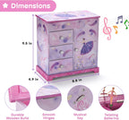 Jewelkeeper Pink and Purple Ballerina 3 Drawers Jewelry Box for Girls - Little Girl's Wooden Jewelry Box with Necklace Carousel - for Kids or Teen Necklaces and Accessories