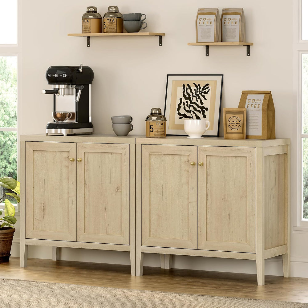 EYYTHUNG Buffet Cabinets Set of 2 with Storage, Farmhouse Sideboard Cabinet w...