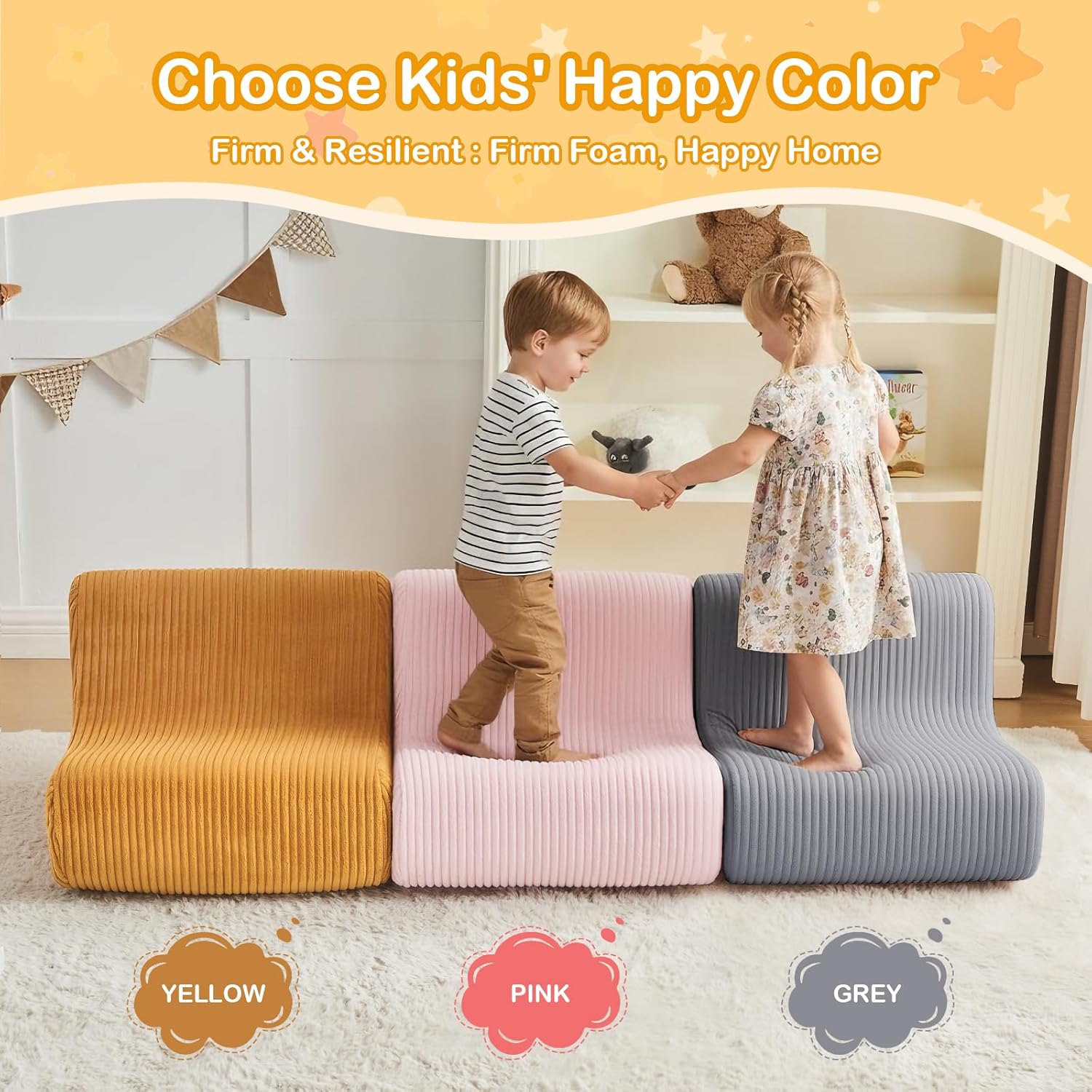 DAICO Kids Bean Bag Chair Toddler Lounge Reading Chairs Comfy 1-6 Years Old | Ultra-Soft Kids Sofa Couch with Handle for Playroom or Bedroom,Toddler sofa with Washable Cover, Gift for Boys and Girls