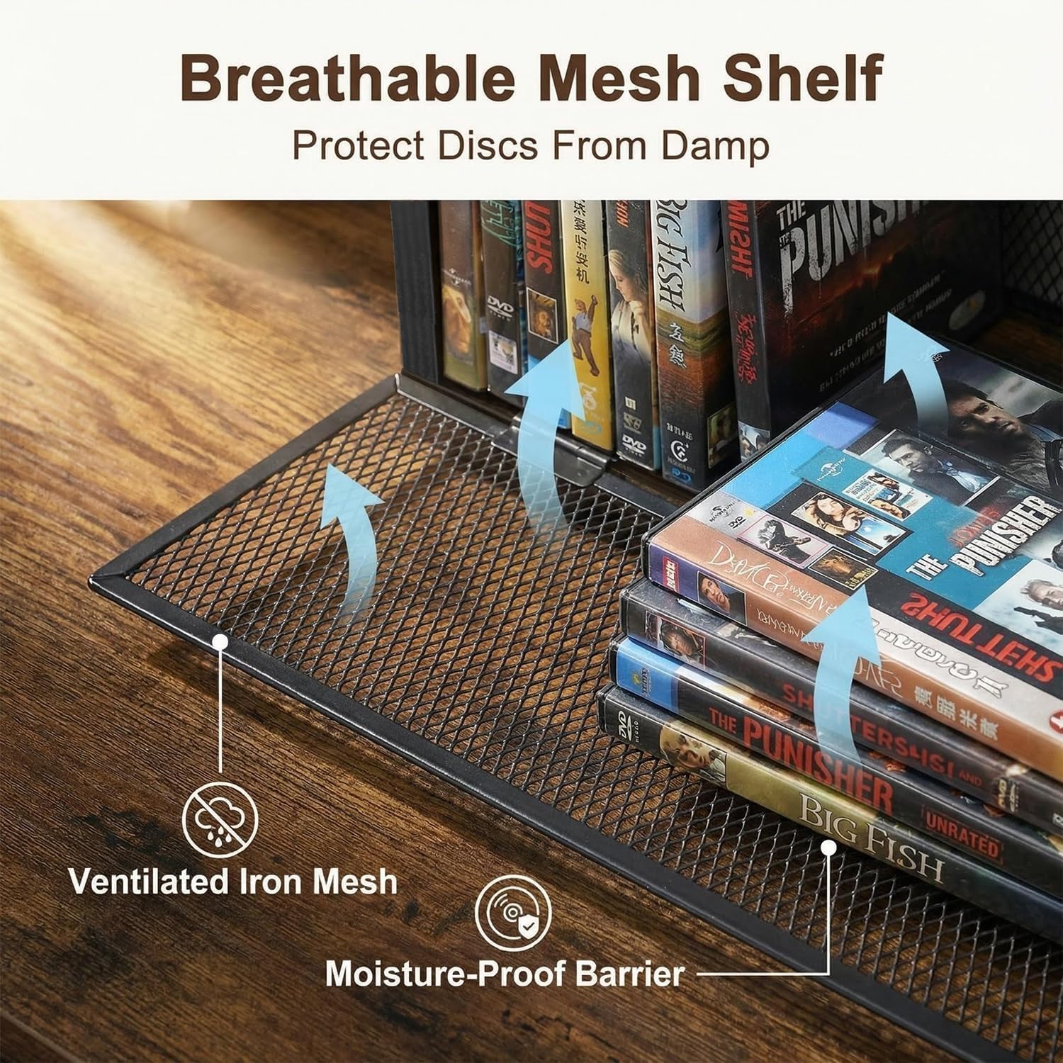 DVD Storage Rack 2-Pack with Handles, Holds 56 DVD or 64 Blu-ray Cases | Portable DVD Case Holder for Desktop, Closet, Video Games, Books & Movies, Black