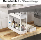 SOLEJAZZ Slim Rolling Storage Cart with Wheels 3 Tier Skinny Bathroom Storage Organizer Thin Laundry Room Utility Cart Space-Saving for Bedside Kitchen Office Small Narrow Places, White