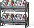 2-Tier CD Storage Metal Display Shelf, CD Holder Rack with Adjustable Divider, Store up to 80 CDs for Non-slip Feet, Modern for Music Collection Enthusiasts Home Organization and Decor