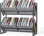 2-Tier CD Storage Metal Display Shelf, CD Holder Rack with Adjustable Divider, Store up to 80 CDs for Non-slip Feet, Modern for Music Collection Enthusiasts Home Organization and Decor