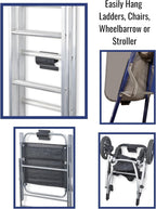Ladder Hook - Black Heavy Duty Ladder Brackets for Garage Wall - Utility Hook for Wall Mount Ladder Storage, Folding Chair - Tool Holder to Organize Garage and Shed
