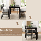 IRONCK Dining Table Set for 4, Kitchen Table and Chairs Set, Black | Kitchen Table with Upholstered Bench and 2 Chairs for Small Space, Apartment