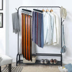 Belt Hanger for Closet Max 42 Belts, Sturdy Wood Belt Rack Closet Accessories with 14 Hooks Belt Organizer for Closet Organizers and Storage -Black 1 Pack