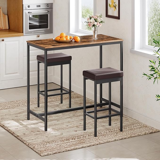 HOOBRO Bar Stools, Set of 2 Barstools, 24.8-Inch Height Stools, Breakfast Bar...
