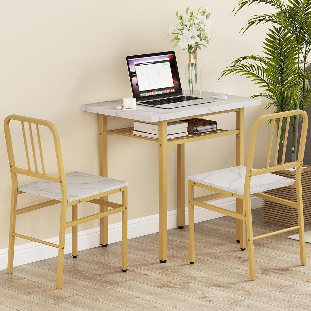 GIANTEX 3-Piece Dining Table Set, Rectangular Kitchen Table with Storage Rack...