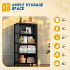 DWVO 4 Drawers Dresser, Dresser for Bedroom, Fabric Storage Tower, Chest of Drawers, Organizer Unit for Closets, Living Room, Sturdy Steel Frame, Wooden Top, Easy Pull Fabric Bins