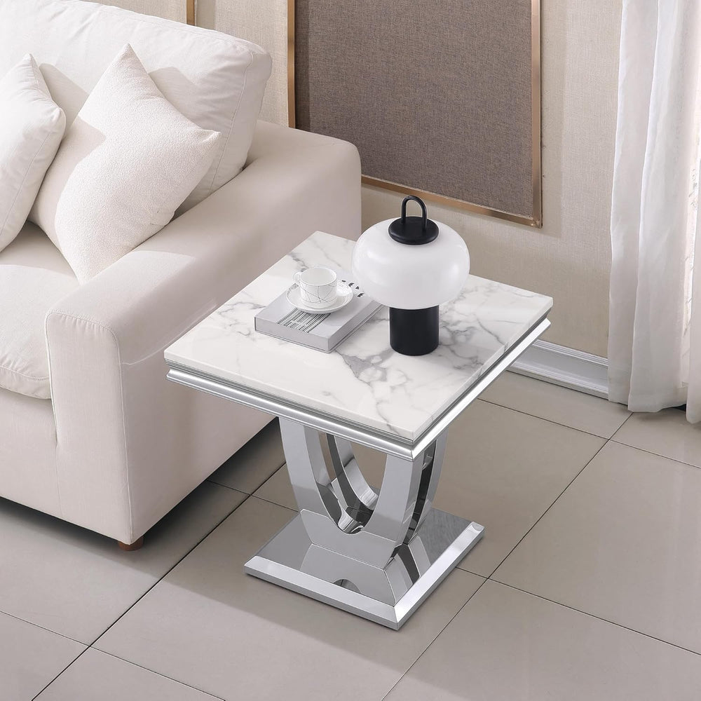 2-Piece Coffee Table and End Table Sets,Modern Marble Living Room Coffee Tabl...