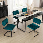 ONEVOG Modern Luxury Dining Room Chairs Set of 2, Teal Velvet Upholstered Kitchen Chairs, Heavy Duty Contemporary Armless Dining Chair with Comfy Seat & Black Metal Legs, Cantilevered Design