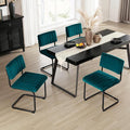 ONEVOG Modern Luxury Velvet Dining Room Chairs Set of 4, Teal Upholstered Kitchen Chairs, Heavy Duty Contemporary Armless Dining Chair with Wide Comfy Seat and Black Metal Legs, Cantilevered Design