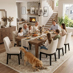 Modern Dining Chairs Set of 4 with Comfortable Back Support, Farmhouse Soft Linen Upholstered Kitchen Dining Room Chairs with Black Solid Wood Legs, Armless Accent Side Chairs for Living Room, Beige