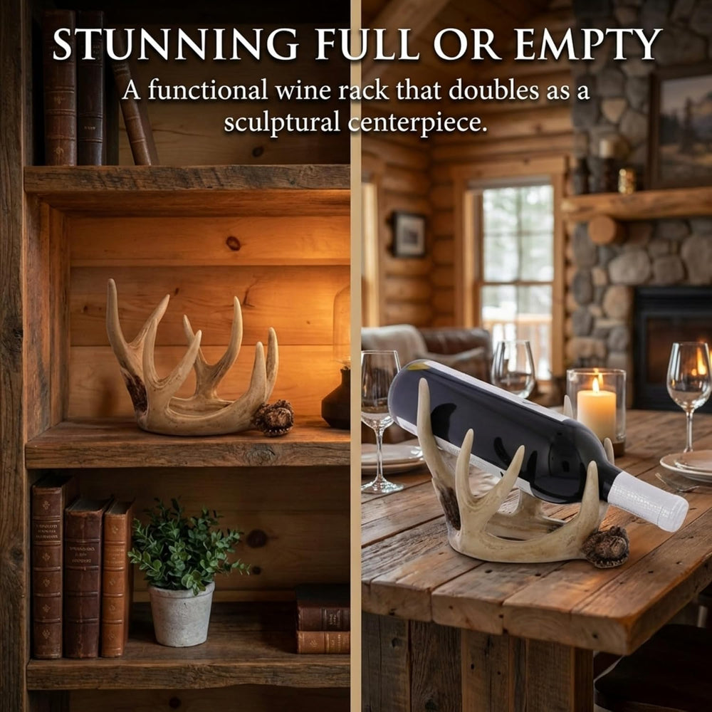The Bridge Collection Antler Wine Bottle Holder – Rustic Deer Antler Bar and ...