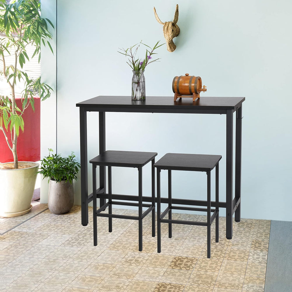 Finnhomy 47" Bar Set - Pub High Top Table With Stools, Rectangular Bar H...