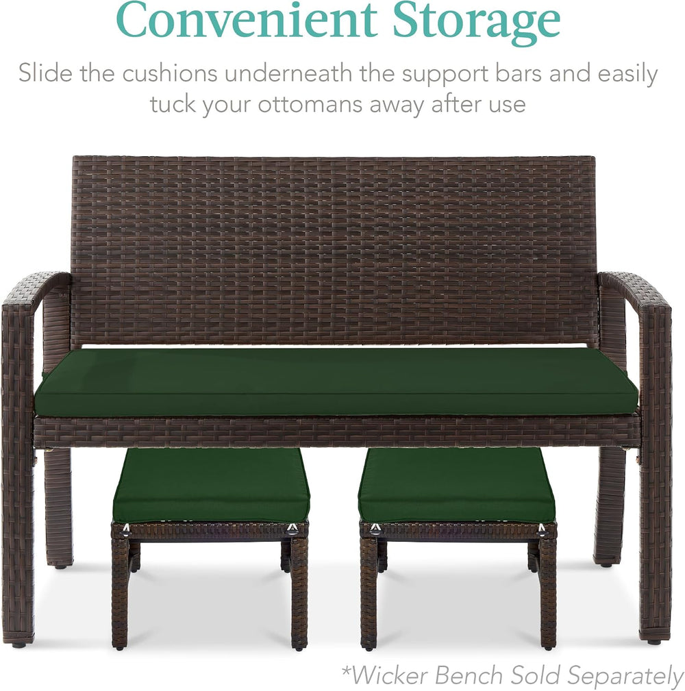 Best Choice Products Set of 2 Wicker Ottomans, Multipurpose Outdoor Furniture...