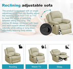 Recliner Sofa Set Couches for Living Room Chair Recycled Leather Fabric Living Room Furniture Sets, Adjusted Reclining Couch Furniture Sofa Set for Theater Seating, Beige