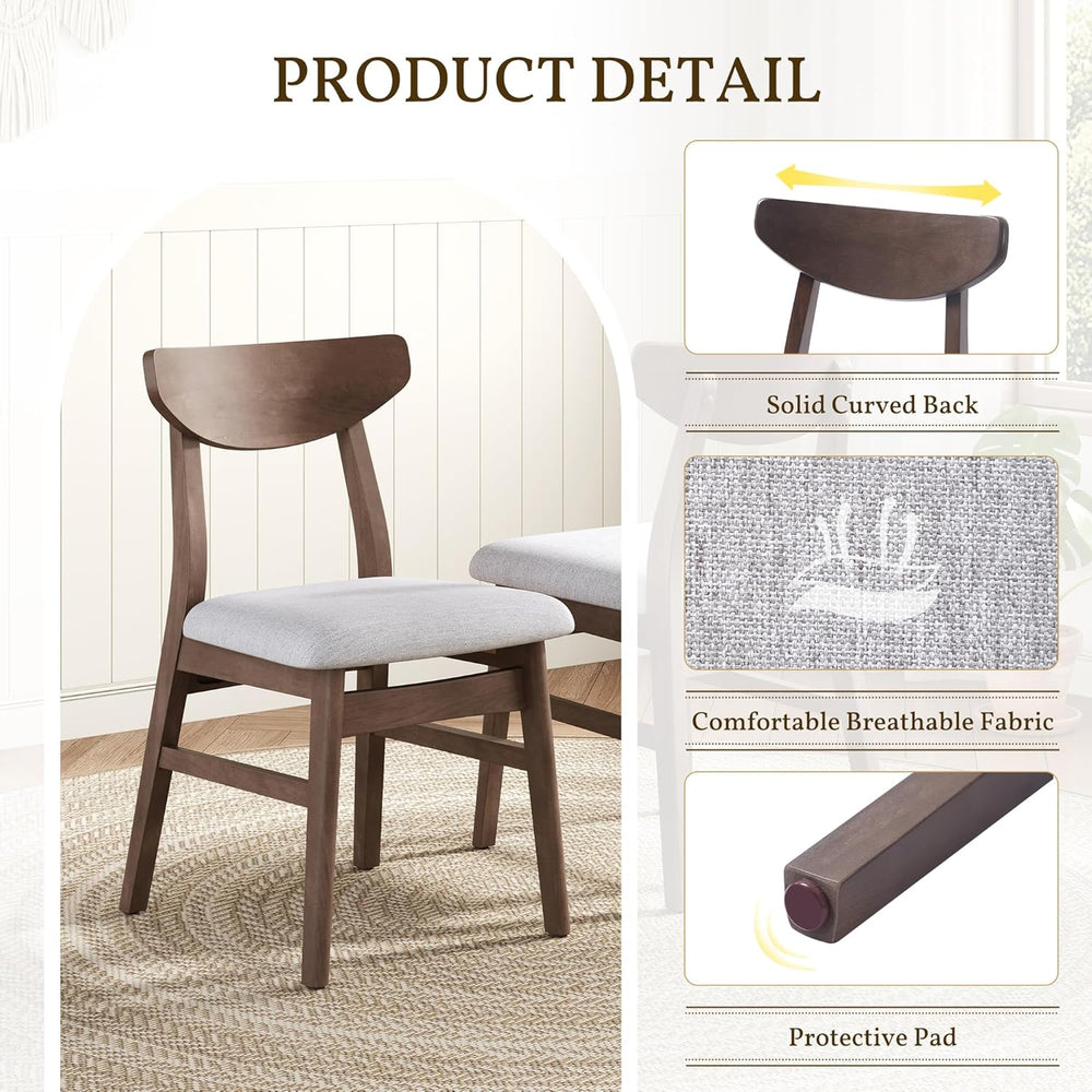 P PURLOVE Modern 3 Piece Table Set, Triangular Table and 2 Curved Wood Chairs...