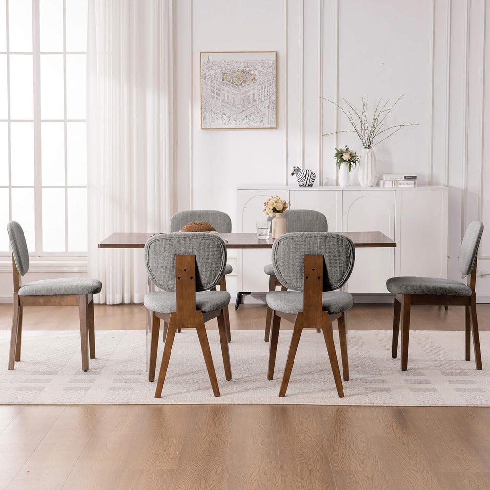 VKNOW Wooden Dining Chairs Set of 2, Mid Century Modern Upholstered Kitchen S...