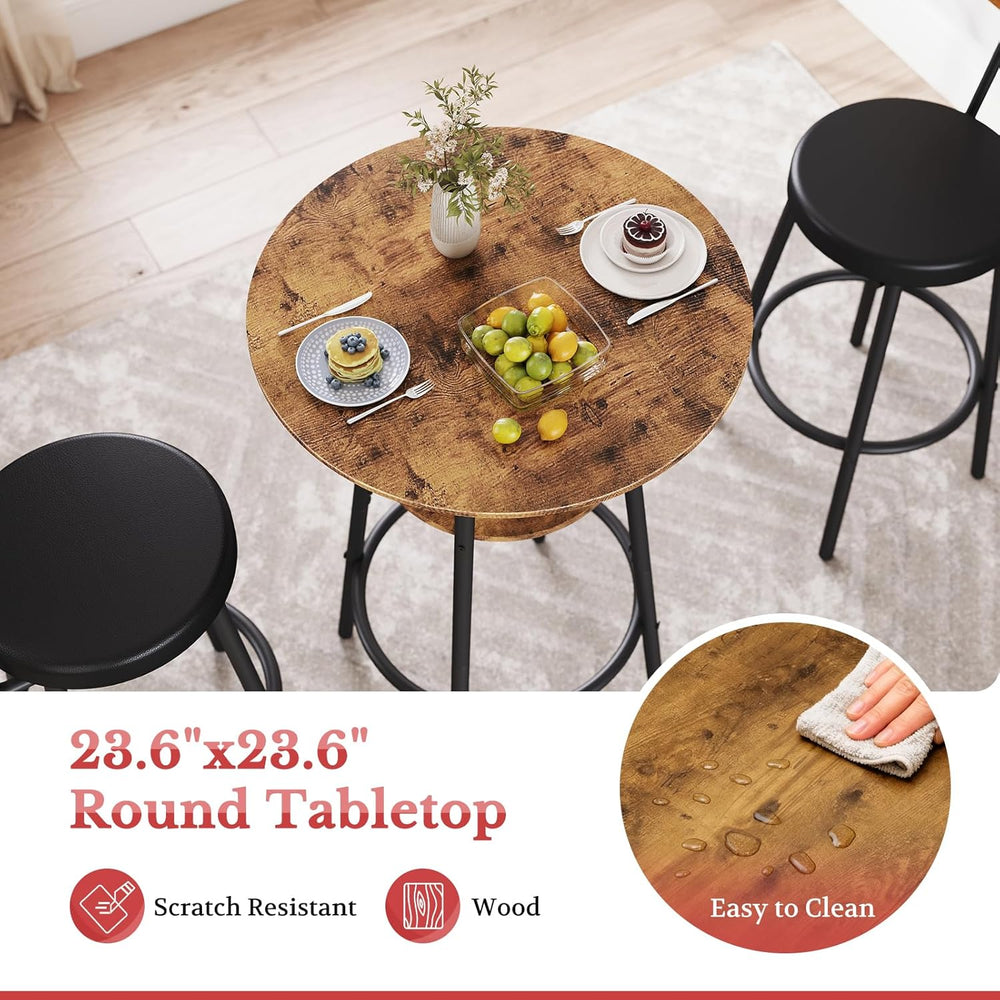 Kiivakii 3 Pieces Round Bar Table and Chairs Set Pub Table and Chairs for 2 |...