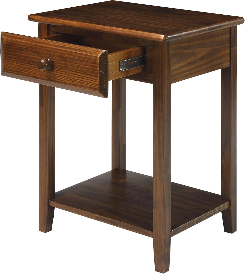 Casual Home Owl Night Stand with USB Port Charging Station and Drawer, 17.5&q...