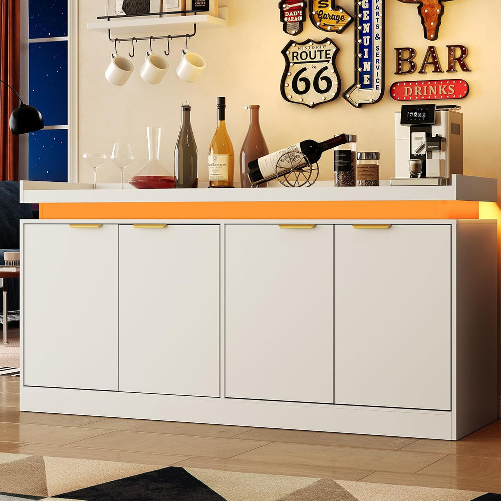 knoworld LED Sideboard Buffet Cabinet with Storage, 63'' Large Kitche...